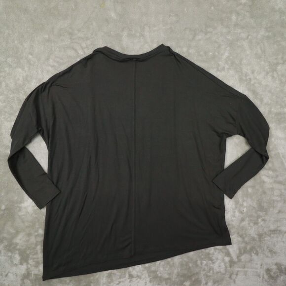 Athleta Dark‎ Grey Brown Long Sleeve Asymmetrical Hem Shirt size Small 440323 - Picture 4 of 8